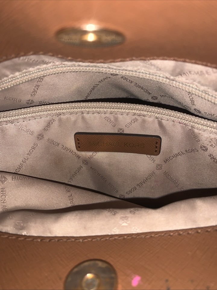 Michael Kors Lynn Brown Lugg MK Printed Large EW Satchel Bag 38S1CNKS7B