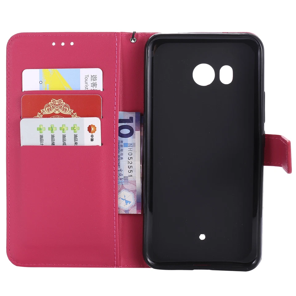 Shockproof Wallet Case Magnetic Shockproof Stand Phone Card Cover For HTC U11 - Image 3 of 4