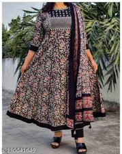 Rakshabandhan Gift Traditional Indian Printed Anarkali Rayon kurta set for women