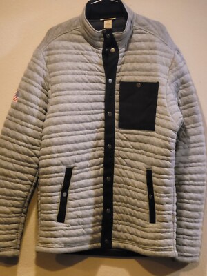 Duluth Trading Mens Flintlock Quilted Snap Jacket Gray Mock Neck Shacket Size M