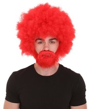 80's Painter Afro Wig Red Premium Breathable Capless Cap HM-1268