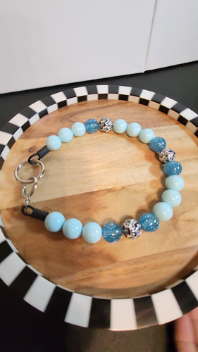 Bubblegum Acrylic Beaded Dog Collars, Pet Necklace, Doggie Pearls, Summer Blues - Video 1 of 1