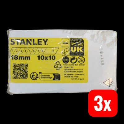STANLEY 1-11-301 Abbrechklingen 18mm Klinge 10 Spender mit je 10 Klingen 3 SETS