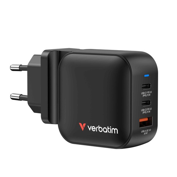 ŁAdowarka Sieciowa Verbatim Mini Gan 70W 2Xusb-C PD 1Xusb-A QC 3.0 Verbatim-image