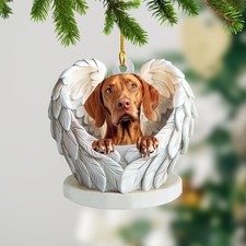 Personalized Vizsla Dog Angel Wings Christmas Ornament, Cute Vizsla Dog Ornament