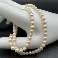 Vintage Cream Freshwater Pearl Choker Necklace Sterling Silver Clasp 14.5"
