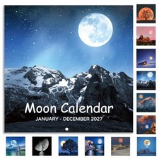 2027 Wall Calendar - Moon Calendar 2027, Jan. 2027 - Dec. 2027, 12" x 24"