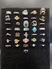 151 Grams Lot Of 36 Sterling Silver Rings Vintage to Modern Stamped Non Magnetic