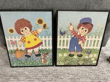 Vintage Raggedy Ann and Andy Wooden Art Prints