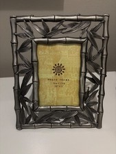 Vtg Silver Plated Bamboo Replica Picture Frame! 3.5x5 with Glass