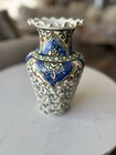 Vintage Hand-Painted  Vase – Persian / Iznik Style Floral Motif – Scalloped Rim — photo 4