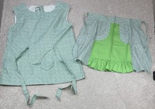 Vintage Lot of 2 Aprons Cottage Core Granny Core Farmhouse Green Pockets