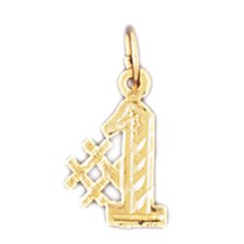 Number 1 Charm Pendant 14k Gold 0.6 Grams 