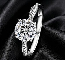 1ct Moissanite Stone Round 925 Silver White Gold Plated VVS GRA Certificate