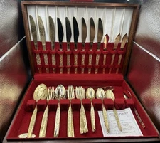 Nasco Caress Stainless Gold Plated Lot Of 37 + 14 Gold Pieces Marked Japan VTG