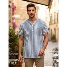 The Vermont Country Store Men's Seersucker Striped Nightshirt Size XL Cotton