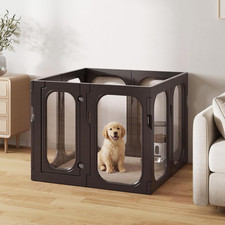 Clear Acrylic Dog Playpen with Door, 8 Panels, 26'' H for Small Dogs