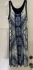 NWT Karen Kane Tank Dress  Blue Geometric Tie Dye Print Sleeveless Knit Large L