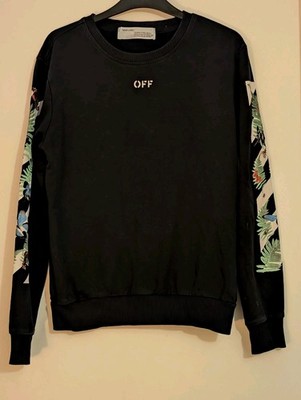 Main Label Off White Kinder Gr. L. Schwarz Pullover Schmetterlinge, Bienen, Farnblätter