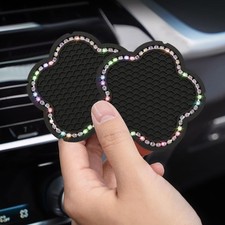 2x Universal Black Car Cup Holder Pad Anti-Slip Insert Coaster Car Accessories