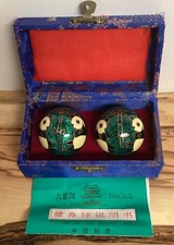 Vtg Chinese Baoding Physical Therapy Balls Stress Relief Meditation Chime Pandas