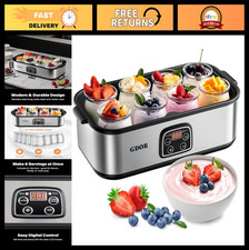 Yogurt Maker with Temperature Control & 48H Timer, 8 BPA-Free Glass Jars, Stainl