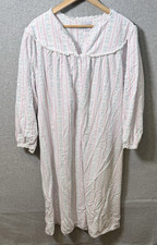 Lanz Of Salzburg Women Flannel Nightgown Size L Cotton Pink Floral Cozy Cottage