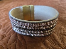 Faux Leather Bracelet with Rhinestone Ombre and magnetic clasp