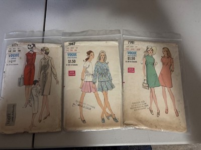 Three Vintage  Vogue Patterns 6171,7567,7741 - 1960's  Size 14