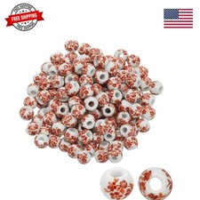 150 Pcs Ceramic Beads for Jewelry Making, 8mm Flower Printed Round Porcelain ...