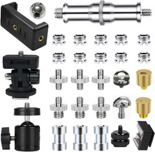 30Pack Camera Tripod Screw Mount Kit 1/4 to 3/8 Inch Adapter Threaded Converter