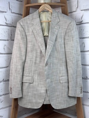 Canali EXCLUSIVE Blazer Jacket Luxury Cotton Wool Silk Beige SZ 56R US TAX PAID