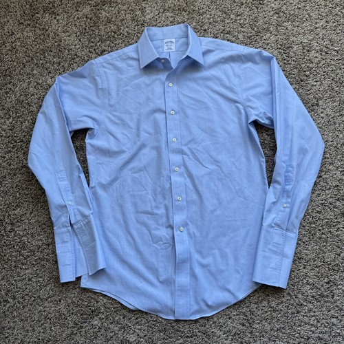 Brooks Brothers Herren 15,5-35 Blau 100% Baumwolle Bügelfrei Slim Fit Hellblau Gebraucht