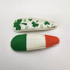 Set of 2 Irish Flag and Shamrock Hair Clip Barrettes St Patricks Day Accessories