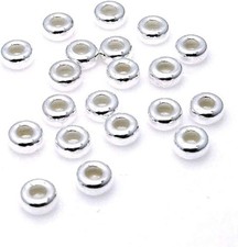 50pcs 925 Sterling Silver Heishi Rondelle Spacer Beads for Jewelry Making