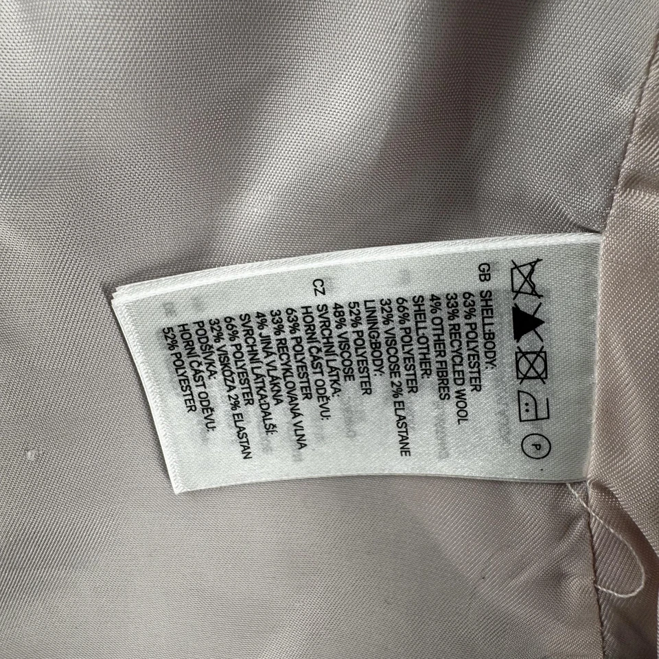 Blazer H&M Mujer 4 Púrpura Manga Acanalada Frente Abierto Forrado Chaqueta Nueva Mezcla de Lana Foto 4 de 4