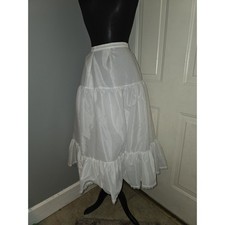 Vtg Hoopless Petticoat Crinoline Underskirt Tiered Lace Ball Gown USA Made M