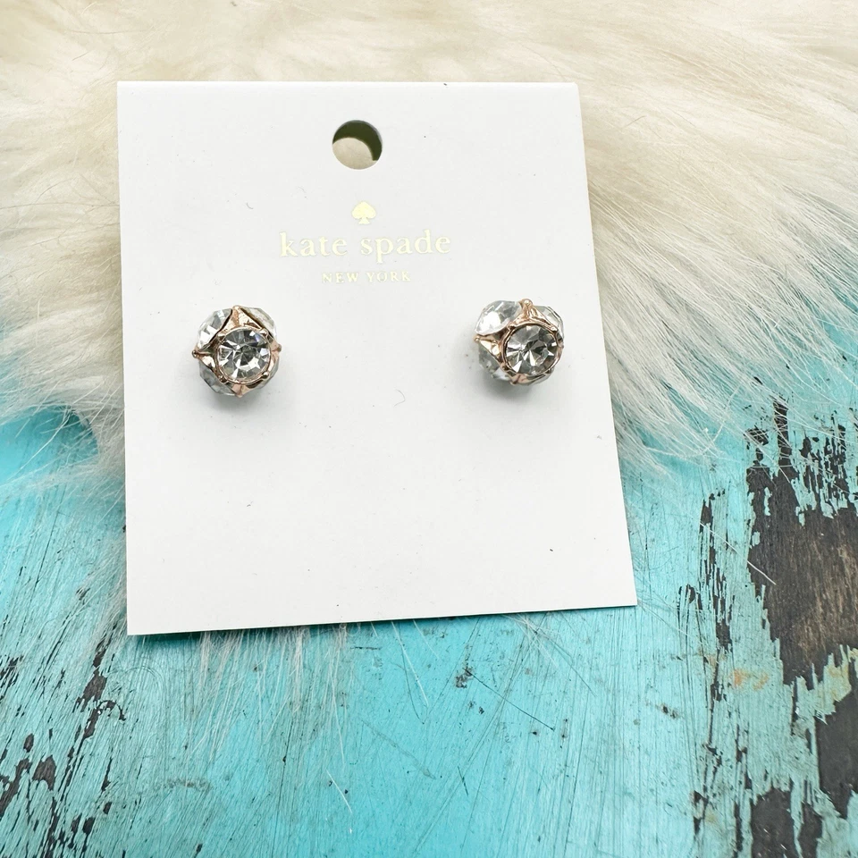 Nuevo Kate Spade Nueva York Cristal Dama Mermelada Oro Rosa Circonita Redonda Pendientes Foto 3 de 4