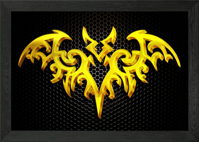 Bat Golden 3D Framed Wall Art Poster Canvas Print Picture