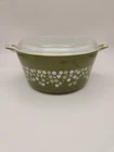 Vtg Pyrex # 474-B  Spring Blossom Green Crazy Daisy Casserole Cinderella Round