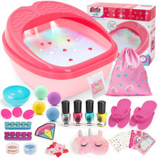 Kids Foot Spa  Nail Art Kit for Kids 4-12   All-In-1 Foot Spa Set with Colorful