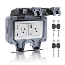 Outdoor Power Outlet IP66 Waterproof Power Socket, 15A 110-250V Outdoor Plug ...