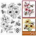 FLOWER & BEE Clear Stamps - For Card Making Scrapbooking Paper Craft