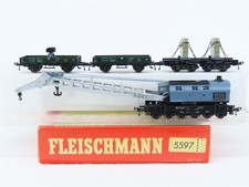 Scala HO Fleischmann 5597 DB Ferrovie Federali Tedesche Set Gru Pesanti Auto 