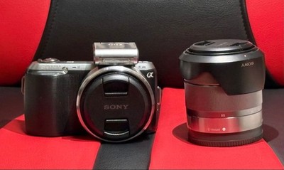 SONY Alpha Mirrorless Camera Body + E-Mount Lens Set NP-FW50 Tested Exc
