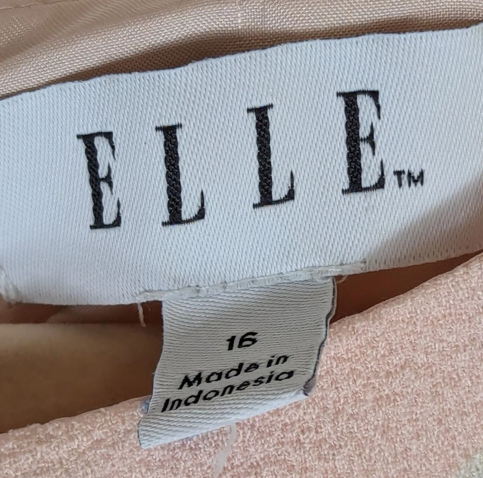 Elle Woman size 16  Pink Polka Dot Belted Tank Dress Flowy Professional Classic - Image 4 of 4