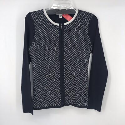 Austin Reed Cardigan Sweater Womens Size Medium Navy White Full Zip EUC ...