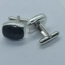Natural Black Onyx Gemstone 925 Sterling Silver Cufflink For Boyfriend Best Gift