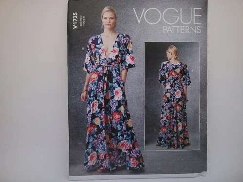 Vogue 1735 Lounging Dress Kimono Caftan Tie Front Dress Pattern XS-M or L-XXL
