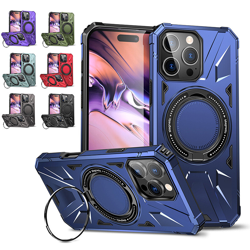 Magnetic Ring Case for iPhone 16 15 14 13 12 11 Plus Pro Max Hard PC Soft Cover-image